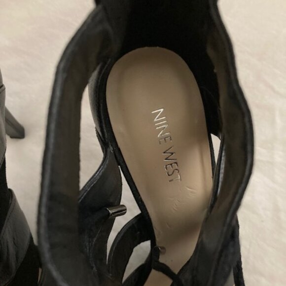 Nine West Artliff Black 4" Leather Heels with Zipper Back and Lace Up  Size 8.5 - Picture 5 of 8